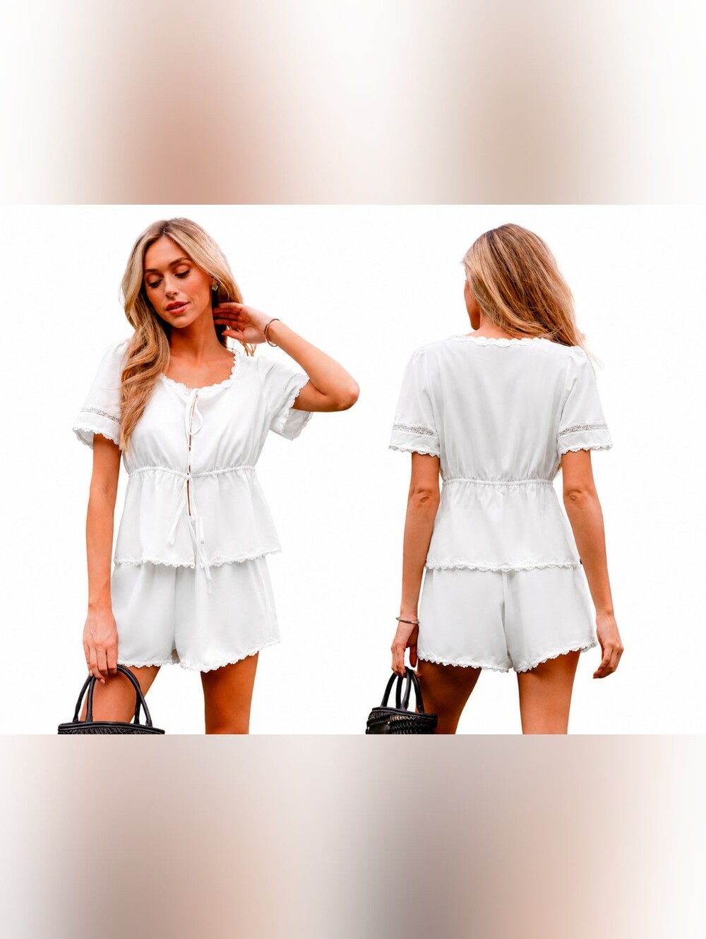 White Lace Trim 2-Piece Set | Perfext ->Bridal Getting Ready